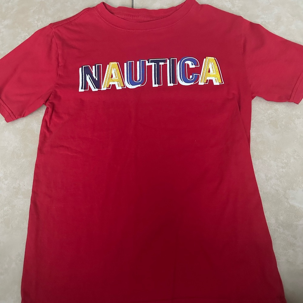 Nautica Kids Red Tee with Multicolor Logo